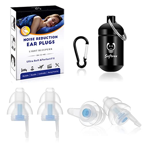 Small Ear Plugs for Sleeping Noise Cancelling, 2 Pairs Reusable Soft Silicone...