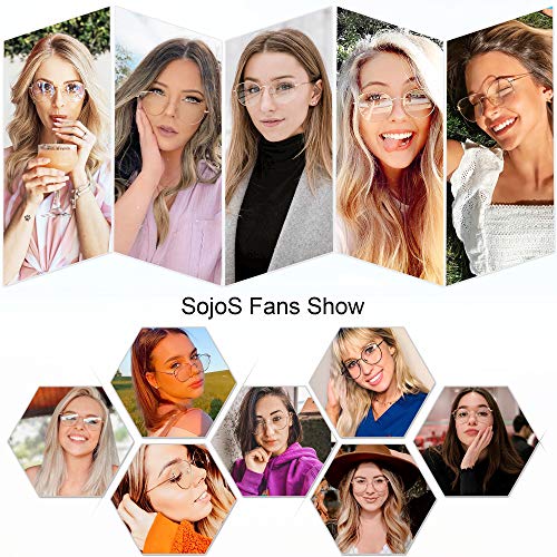 SOJOS Cat Eye Blue Light Blocking Glasses Hipster Metal Frame Women Eyeglasse...