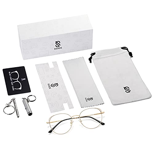 SOJOS Cat Eye Blue Light Blocking Glasses Hipster Metal Frame Women Eyeglasse...