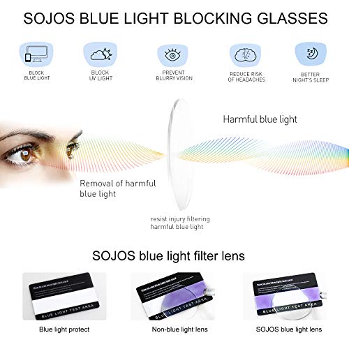 SOJOS Oversized Cateye Blue Light Blocking Glasses Women TR90 Lightweight Fra...