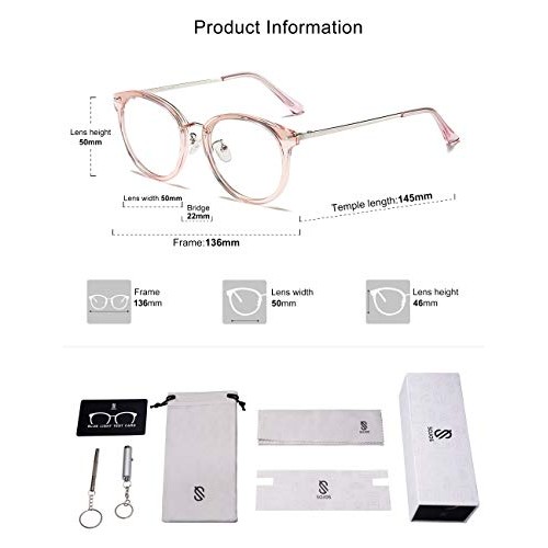 SOJOS Retro Big Round Blue Light Computer Glasses TR90 Eyewear Frame Ashley S...