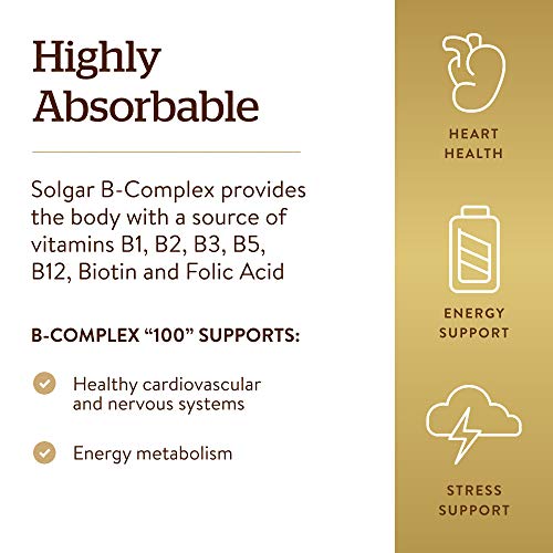 Solgar B-Complex"100", 150 Vegetable Capsules - Heart Health - Nervous System...