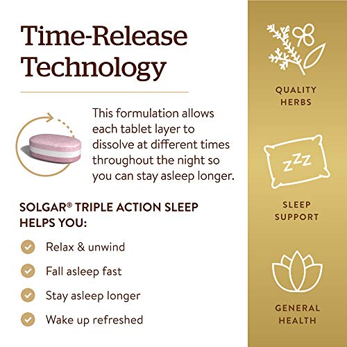 Solgar Triple Action Sleep, 90 Tri-Layer Tablets - Time-Release Melatonin & L...