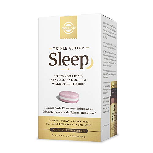 Solgar Triple Action Sleep, 90 Tri-Layer Tablets - Time-Release Melatonin & L...