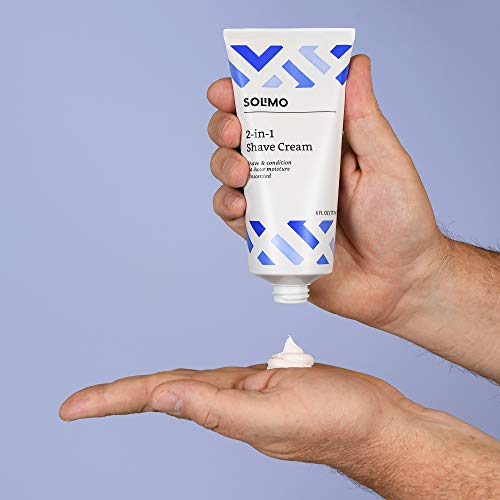 Amazon Brand - Solimo 2-In-1 Shave Cream, Fragrance Free, 6 Fl. Oz. (Pack Of 2)