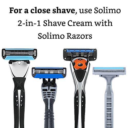 Amazon Brand - Solimo 2-In-1 Shave Cream, Fragrance Free, 6 Fl. Oz. (Pack Of 2)