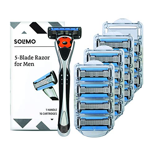 Amazon Brand - Solimo 5-Blade MotionSphere Razor for Men with Dual Lubricatio...
