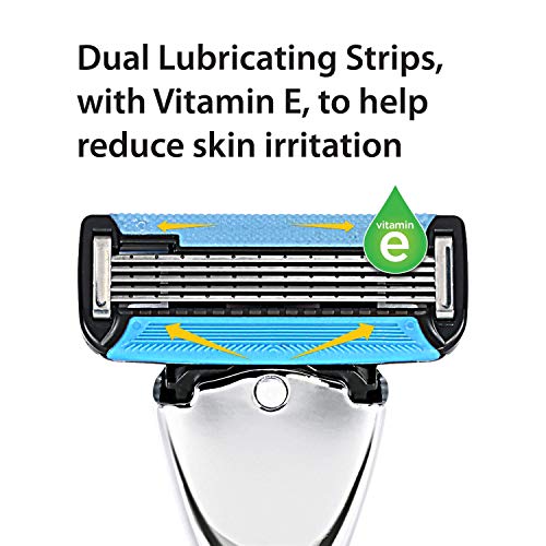 Amazon Brand - Solimo 5-Blade Razor Refills for Men with Dual Lubrication and...