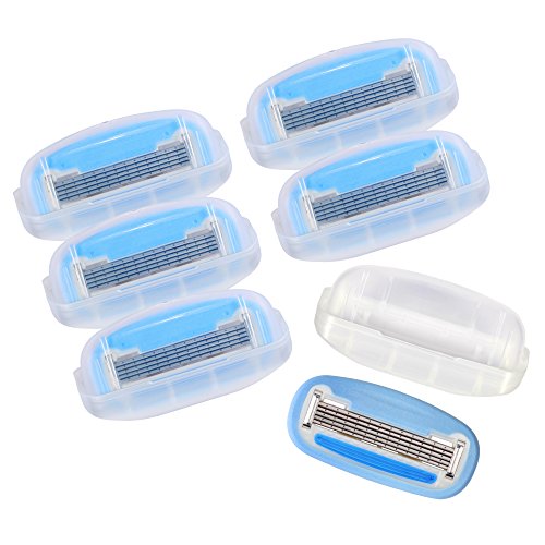 Amazon Brand - Solimo 5-Blade Razor Refills for Women, 6 Refills (Fits Solimo...