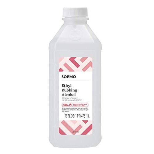 Amazon Brand - Solimo 70% Ethyl Rubbing Alcohol First Aid Antiseptic, 16 Flui...