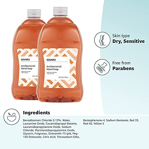 Amazon Brand - Solimo Antibacterial Liquid Hand Soap Refill, Light Moisturizi...