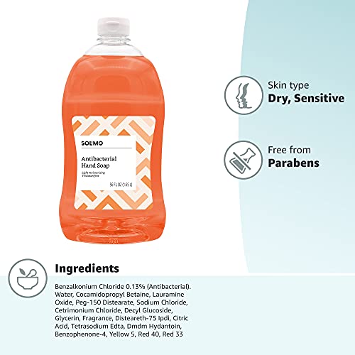 Amazon Brand - Solimo Antibacterial Liquid Hand Soap Refill, Light Moisturizi...