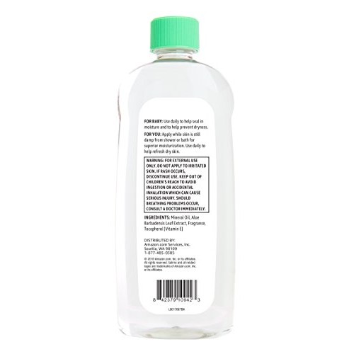Amazon Brand - Solimo Baby Oil with Aloe Vera & Vitamin E, 20 Fluid Ounces