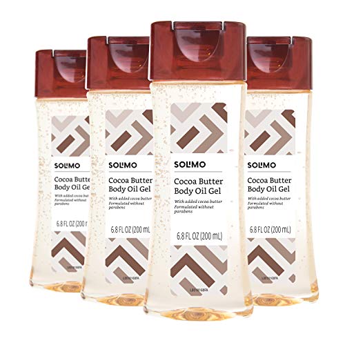 Amazon Brand - Solimo Body Oil Gel with Cocoa Butter, Paraben Free, 6.8 Fluid...