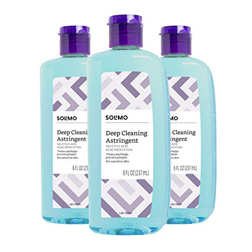Amazon Brand - Solimo Deep Cleaning Astringent for Sensitive Skin, Salicylic ...