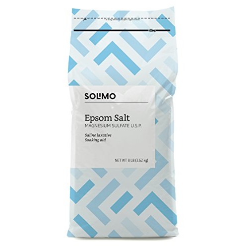 Amazon Brand - Solimo Epsom Salt Soak, Magnesium Sulfate USP, 8 Pound