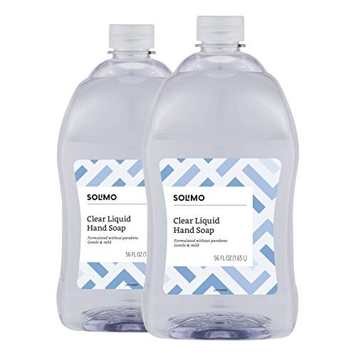 Amazon Brand - Solimo Gentle & Mild Clear Liquid Hand Soap Refill, Triclosan-...
