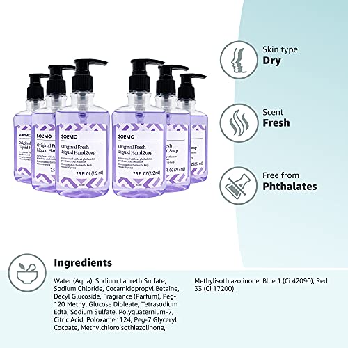 Amazon Brand - Solimo Original Fresh Liquid Hand Soap, 32 Fluid Ounce (Pack o...
