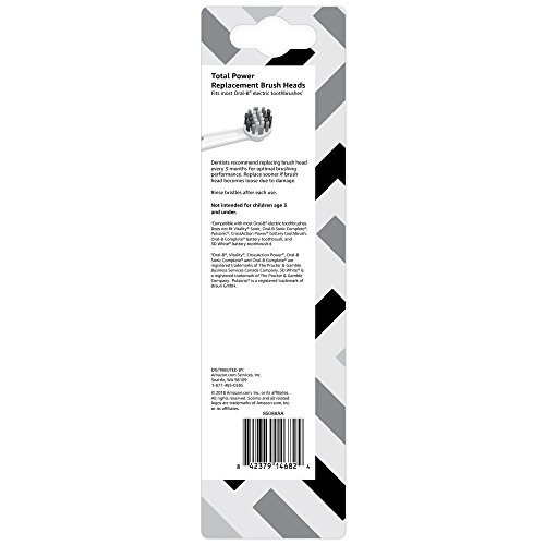 Amazon Brand - Solimo Total Power Replacement Brush Heads, 3 Count (Fits Most...