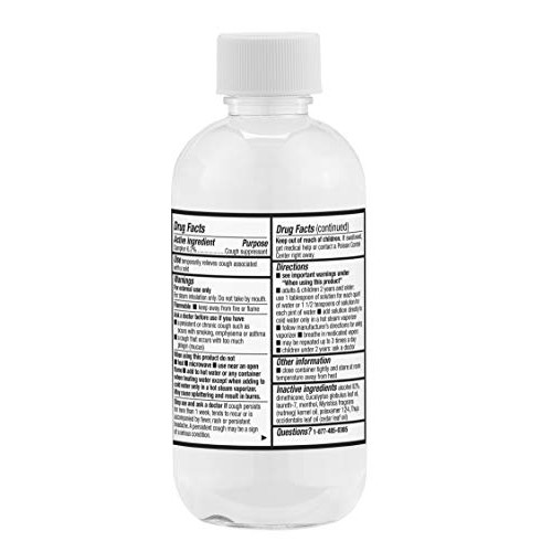 Amazon Brand - Solimo Vaporizing Steam Liquid Cough Suppressant Medication, 8...