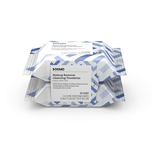 Solimo Make Up Remover Wipes, 25ct (Pack of 2)