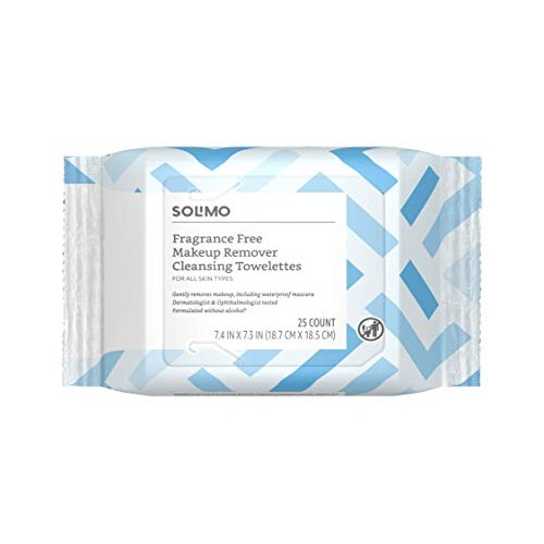 Solimo Make Up Remover Wipes, Fragrance Free, 25ct (Pack of 6)