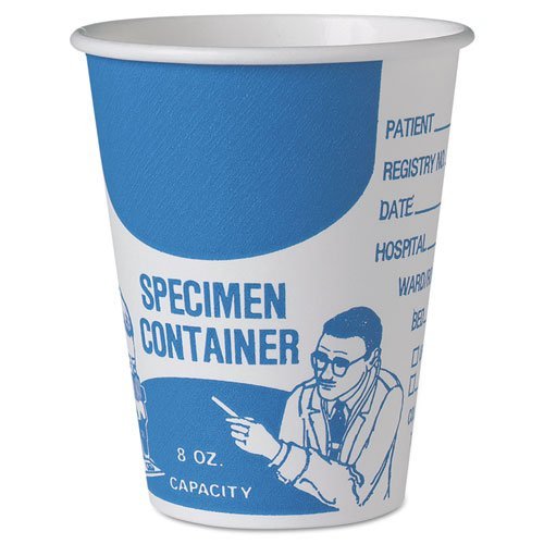 SOLO Cup Company Paper Specimen Cups, 8 oz, Blue/White - Includes 20 bags of ...
