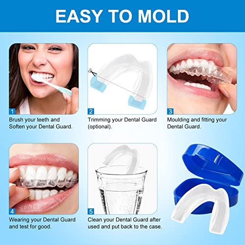 Mouth Guard, 4 PCS Moldable Mouth Guard for Clenching Teeth at Night, Sport A...