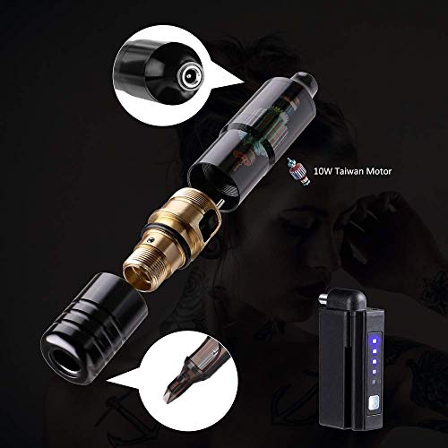 Solong Tattoo Pen Kit Rotary Tattoo Gun Machine with Wireless Tattoo Power Su...