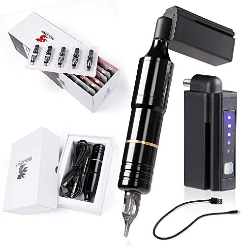Solong Tattoo Pen Kit Rotary Tattoo Gun Machine with Wireless Tattoo Power Su...