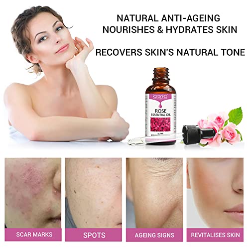 Rose Essential Oil, Face Rose Oil, Moisturizer Rose Oil, Anti Ageing & Anti W...