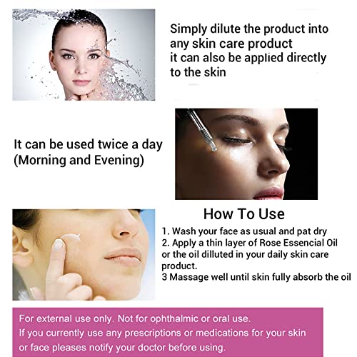 Rose Essential Oil, Face Rose Oil, Moisturizer Rose Oil, Anti Ageing & Anti W...