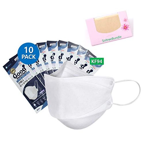 (Pack of 10) KF94 Korea White Disposable Face Protective Masks for Adult, 10 ...