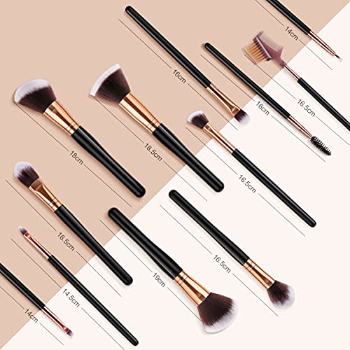 SOLVE Makeup Brushes 16 Pcs Premium Synthetic Foundation Blending Blush Conce...
