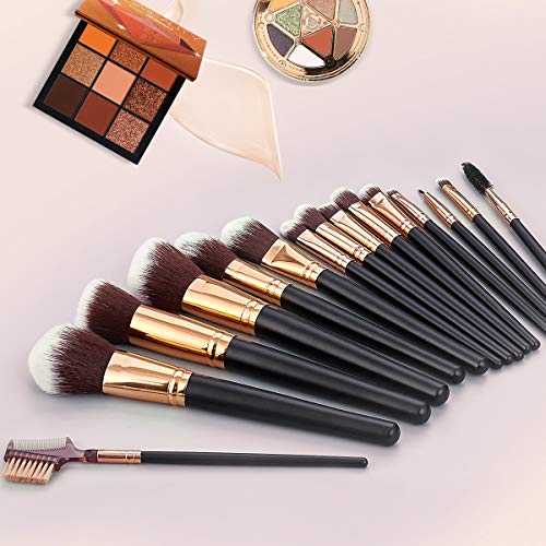 SOLVE Makeup Brushes 16 Pcs Premium Synthetic Foundation Blending Blush Conce...