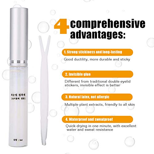 Eyelid Glue Invisible Long Lasting Natural Eyelash Eyelid Pen Waterproof Perm...