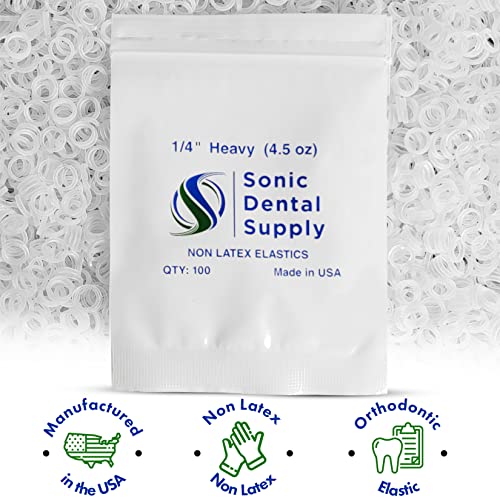 Sonic Dental - Clear Non Latex 1/4" Heavy 4.5 oz - Orthodontic Elastic - Brac...