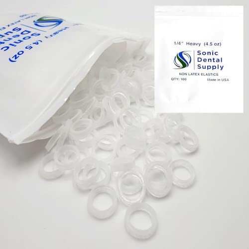 Sonic Dental - Clear Non Latex 1/4" Heavy 4.5 oz - Orthodontic Elastic - Brac...