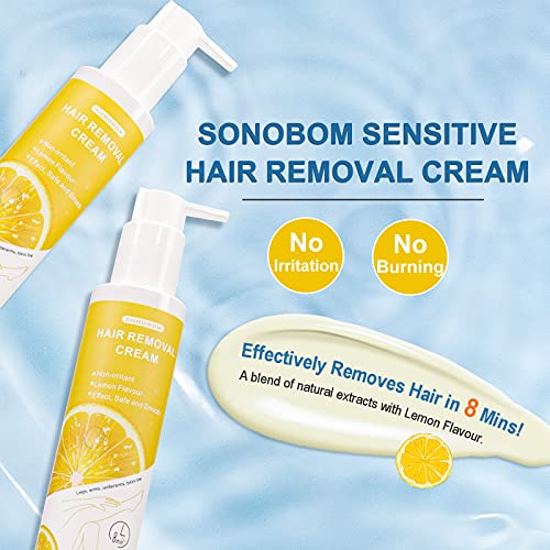 Lemon Flavor Hair Removal Cream for Women and Men, Painless Non-Irritat for S...