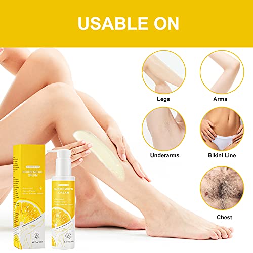 Lemon Flavor Hair Removal Cream for Women and Men, Painless Non-Irritat for S...
