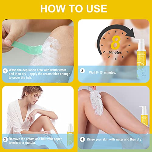 Lemon Flavor Hair Removal Cream for Women and Men, Painless Non-Irritat for S...