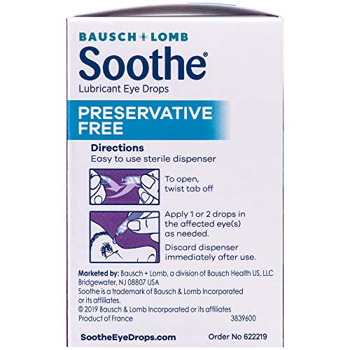 Bausch + Lomb Soothe Preservative-Free Lubricant Eye Drops, Box of 28 Single ...