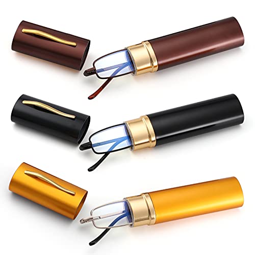 3 Pack Slim Pocket Reading Glasses for Men Women Blue Light Blocking Compact ...