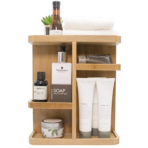 Sorbus 360° Bamboo Cosmetic Organizer, Multi-Function Storage Carousel for Ma...