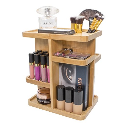 Sorbus 360° Bamboo Cosmetic Organizer, Multi-Function Storage Carousel for Ma...