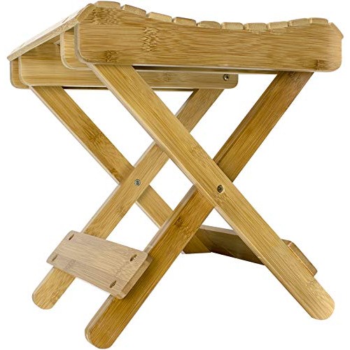 Sorbus Bamboo Folding Step Stool Bench - for Shaving, Shower Foot Rest, Bath ...