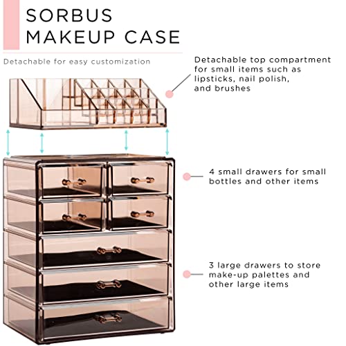 Sorbus® Cosmetic Makeup and Jewelry Storage Case Display - Spacious Design - ...