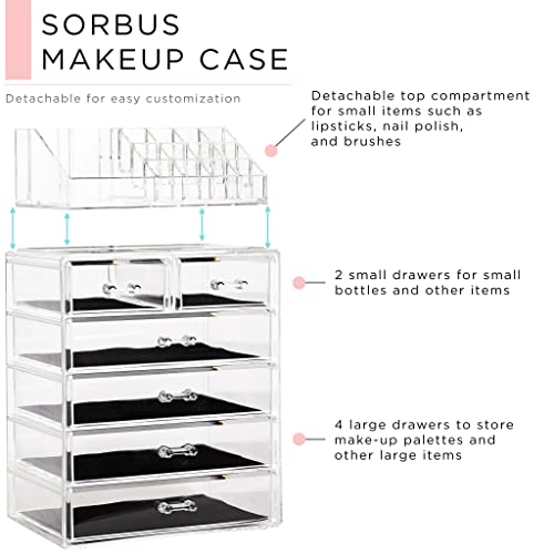 Sorbus Cosmetic Makeup and Jewelry Storage Case Display - Spacious Design - G...