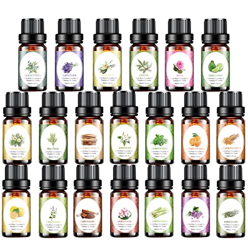 Essential Oils Set - 20x10ml Aromatherapy Essential Oil Kit for Diffuser, Mas...