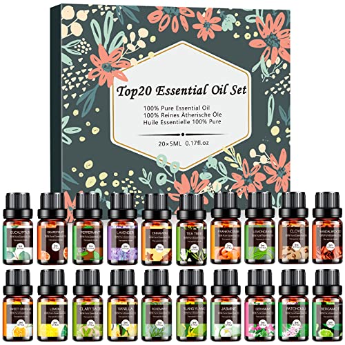 Essential Oils Set - 20x5ml Pure Essential Oils Kit for Diffuser, Humidifier,...